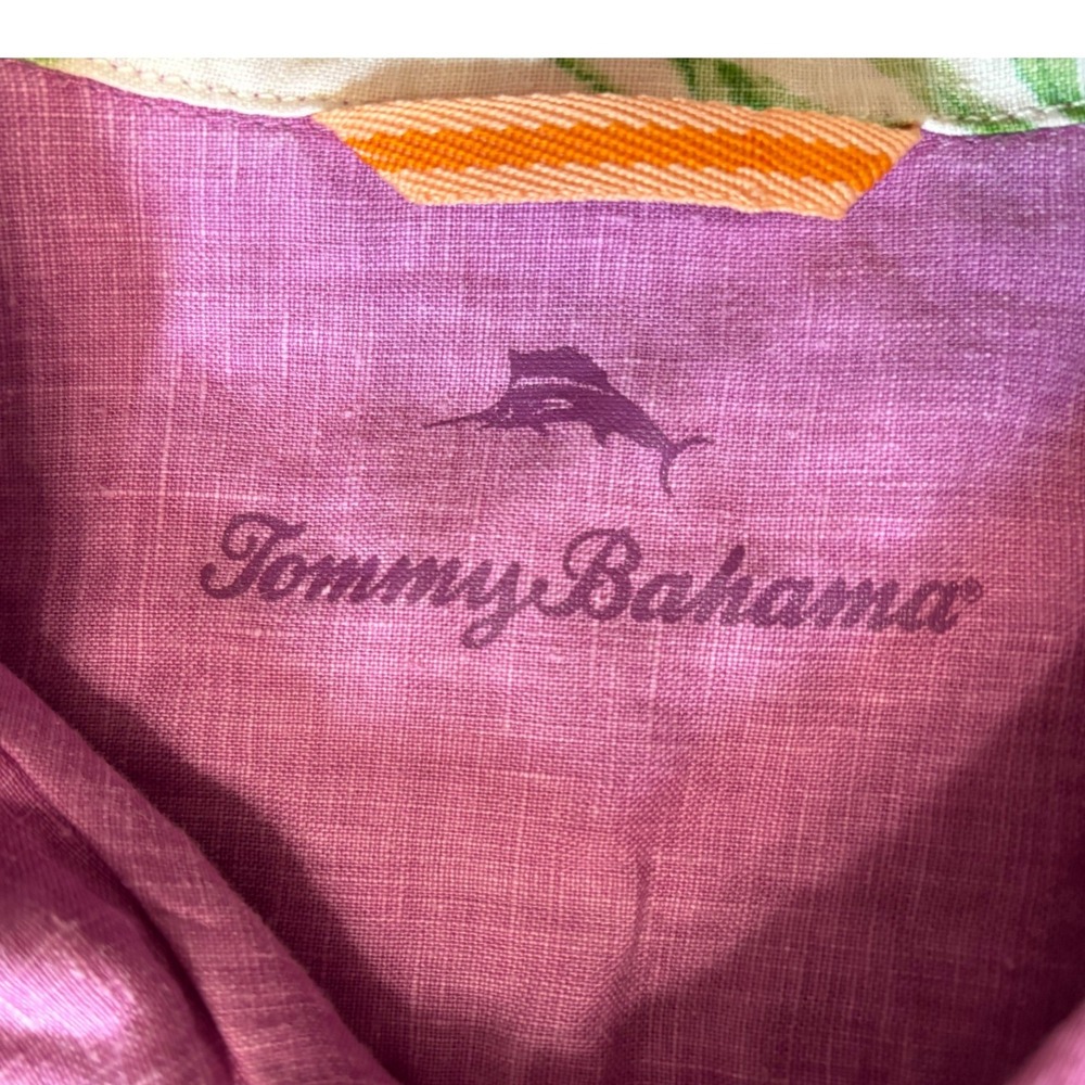 Tommy Bahama Shirt Mens XXL Purple 100% Linen Short Sleeve Button Down Camp - Picture 11 of 16